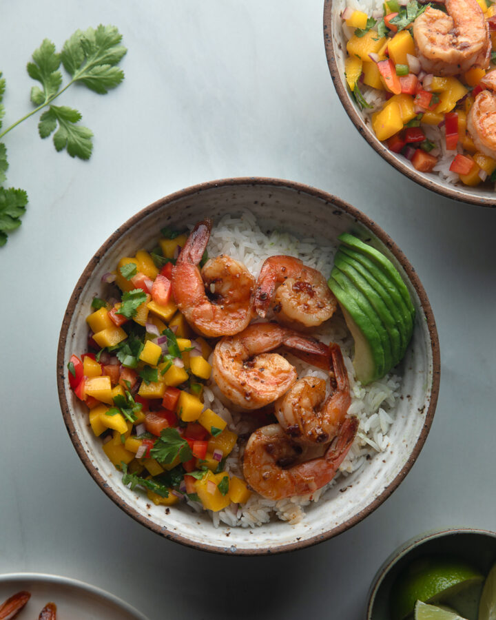 Chipotle Shrimp Rice Bowl with Mango Salsa